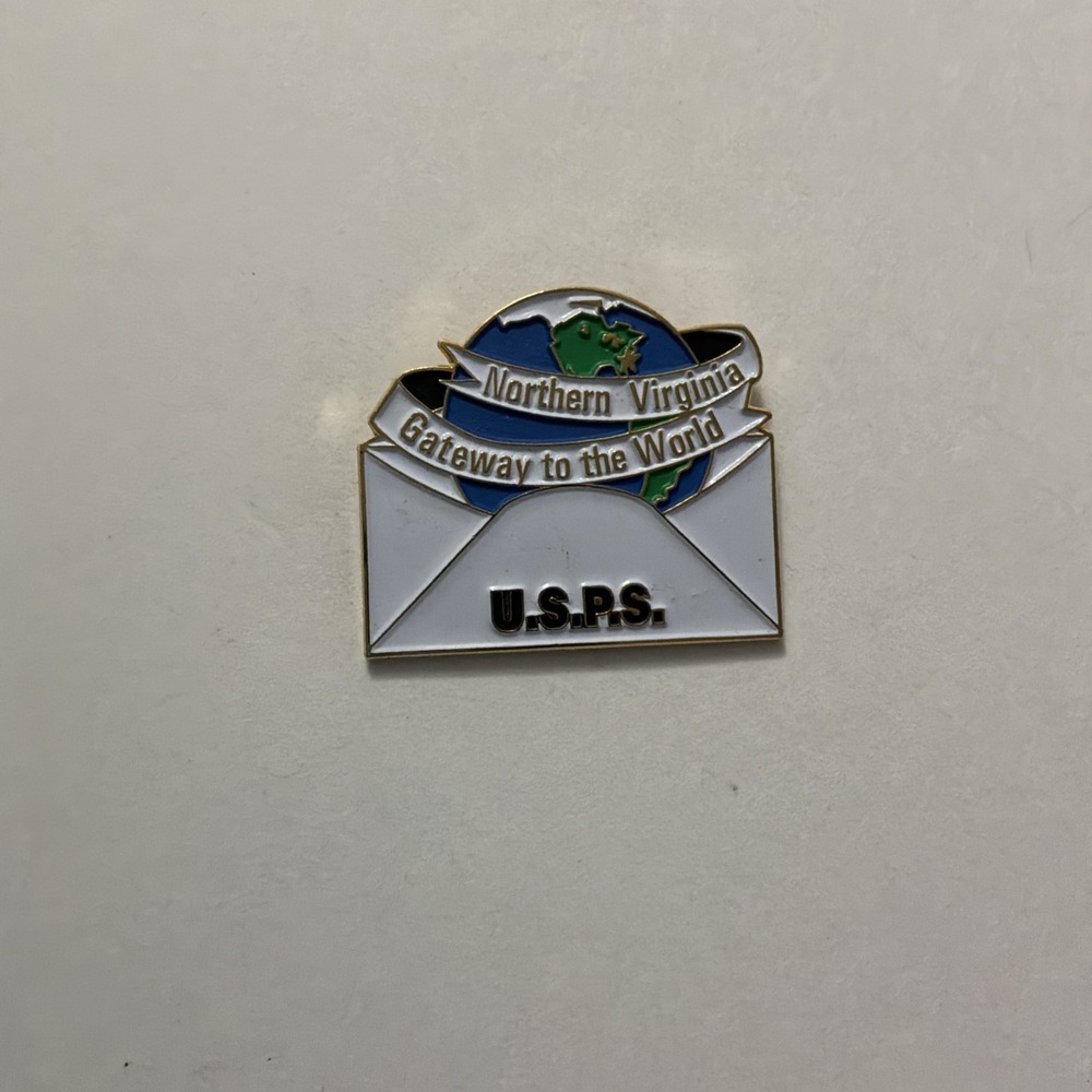 USPS Northern Virginia Gateway To The World Lapel Hat Pin Enamel Gold Tone